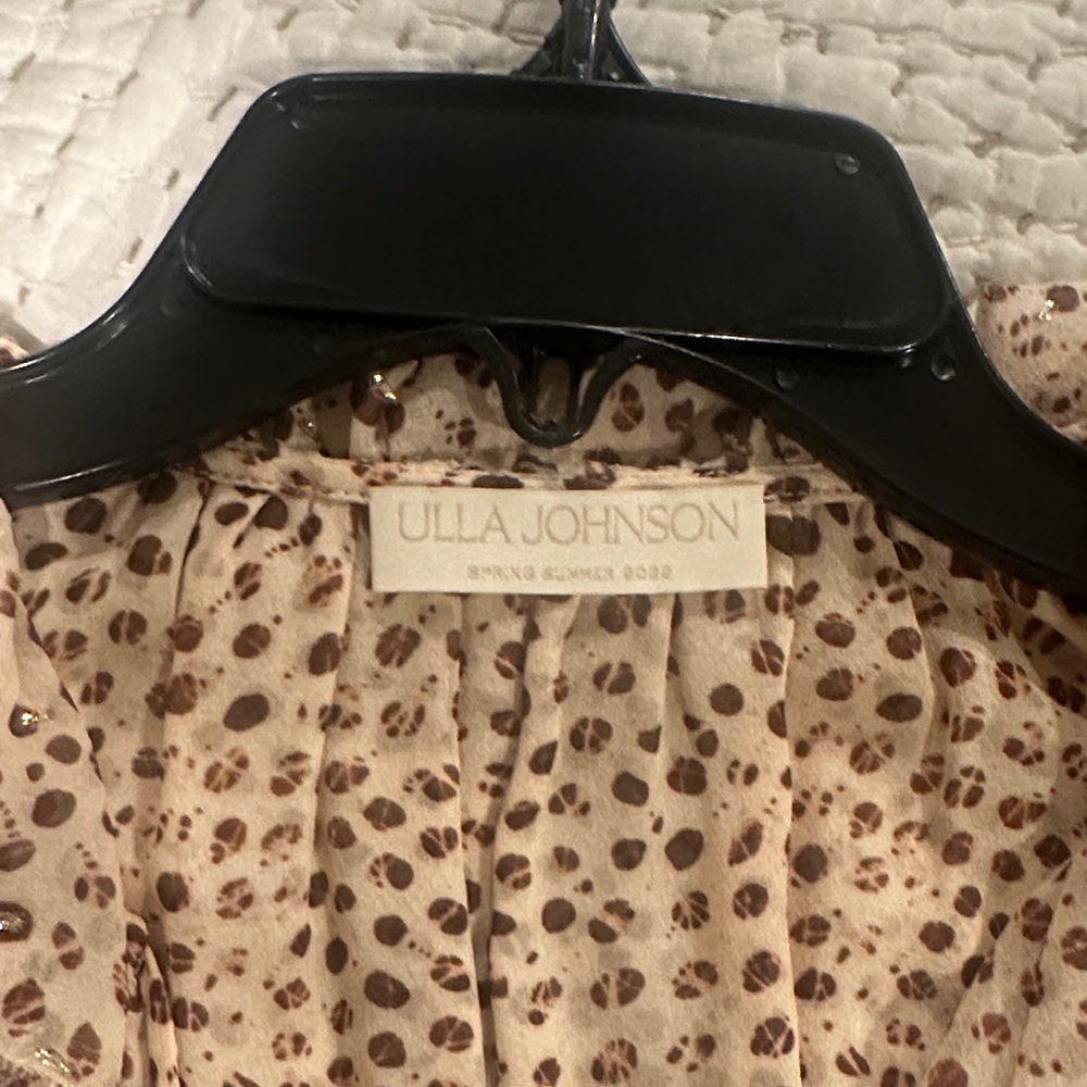 Ulla Johnson Beige Midi Dress with Brown Spot Print - Picture 2 of 4